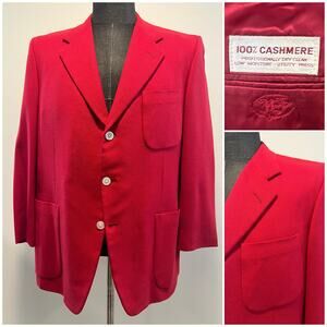 Hickey Freeman Red Cashmere Suit Jacket Blazer 3 Button Size 42 JP